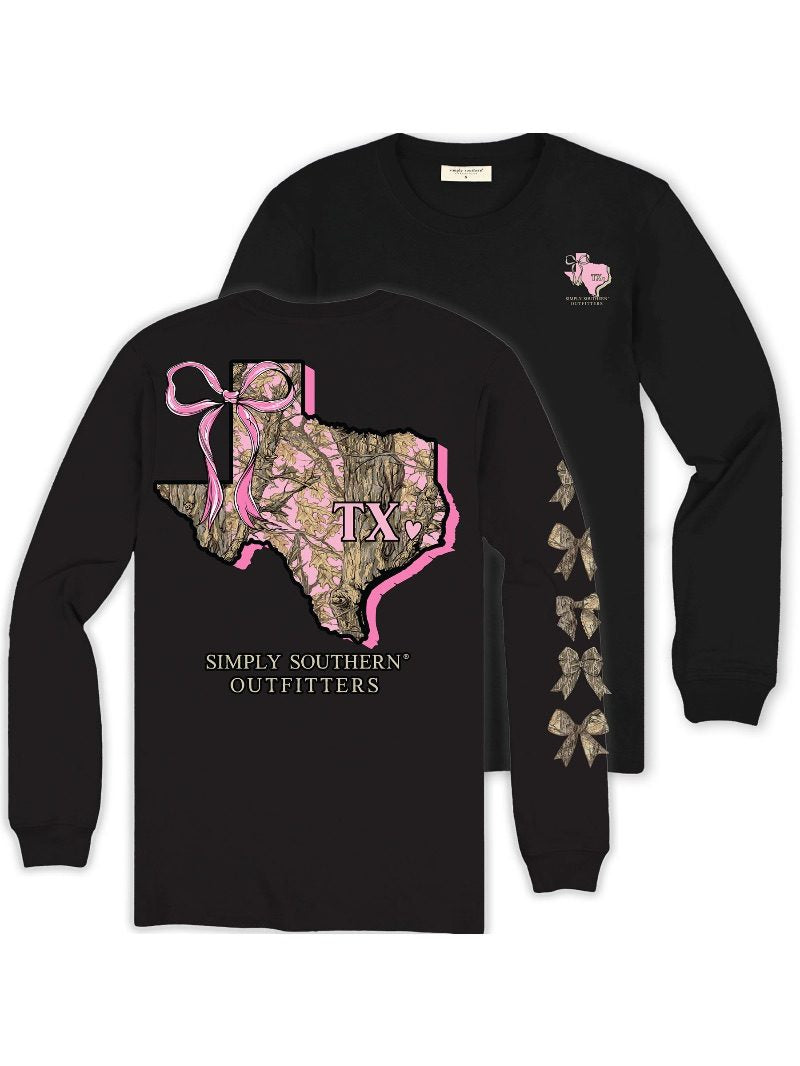 Simply Southern Texas Camo Bow Long Sleeve T-Shirt - SimplyCuteTees