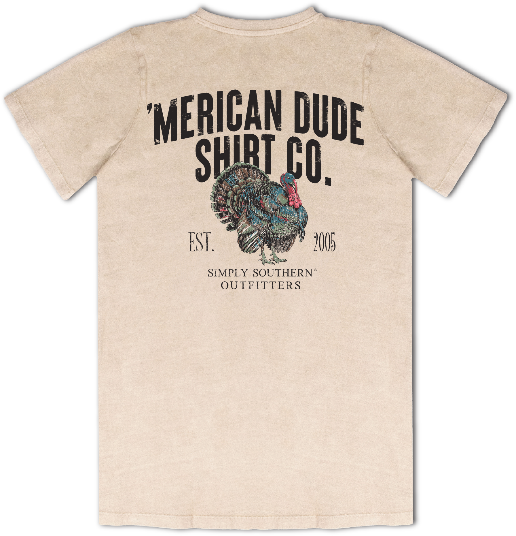 Simply Southern Merican Dude Turkey Washed Cream Unisex T-Shirt - SimplyCuteTees