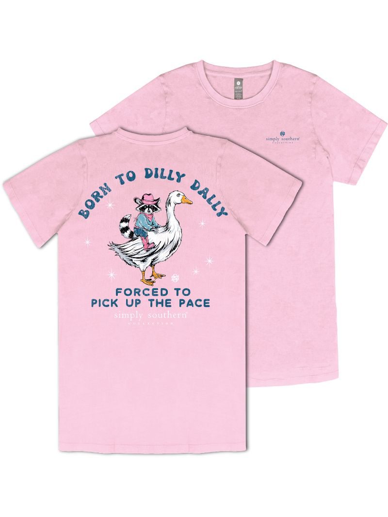 Simply Southern Dilly Raccoon Washed Pink T-Shirt - SimplyCuteTees