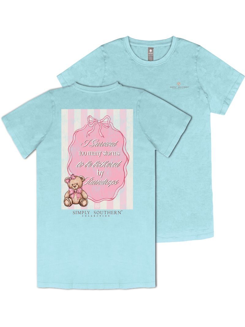Simply Southern Too Many Storms Washed Aqua T-Shirt - SimplyCuteTees