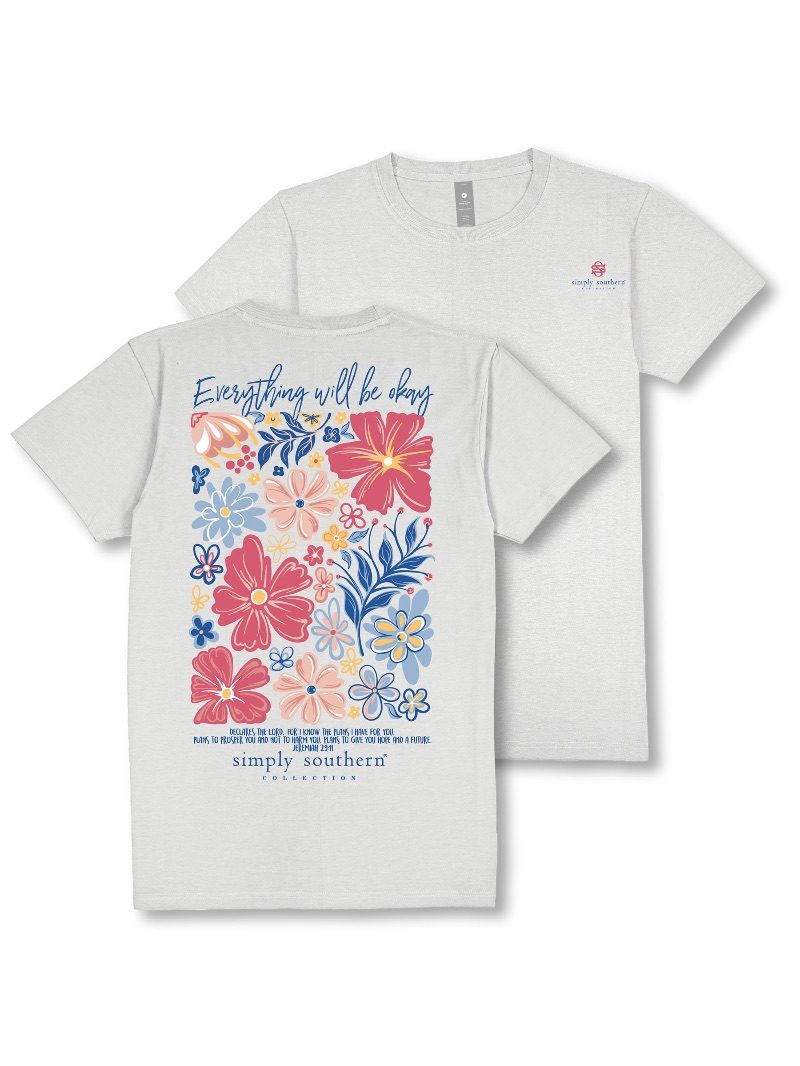 Simply Southern Be Okay Flowers T-Shirt - SimplyCuteTees