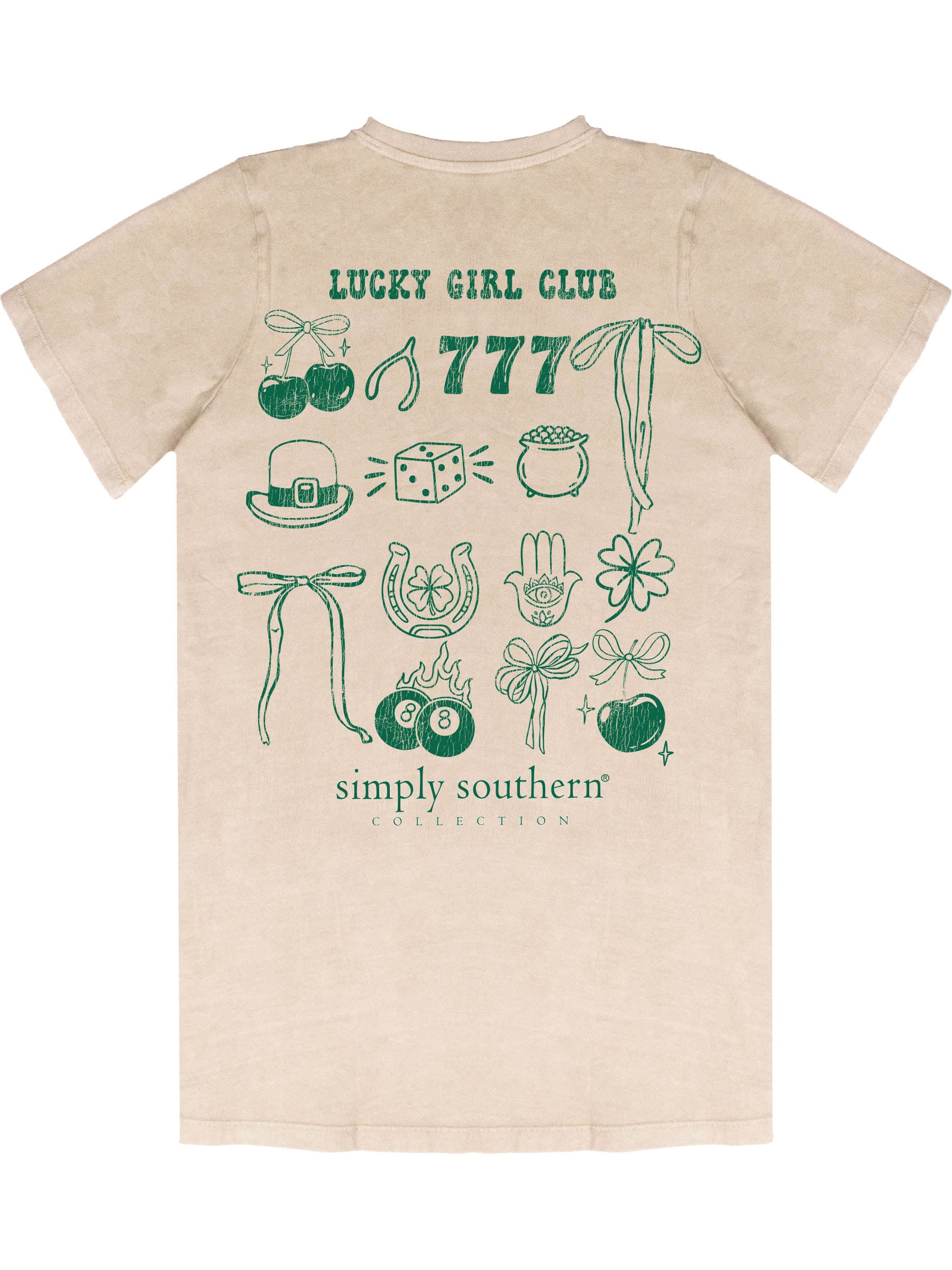 Simply Southern Lucky Girls Club Irish Washed Cream T-Shirt - SimplyCuteTees