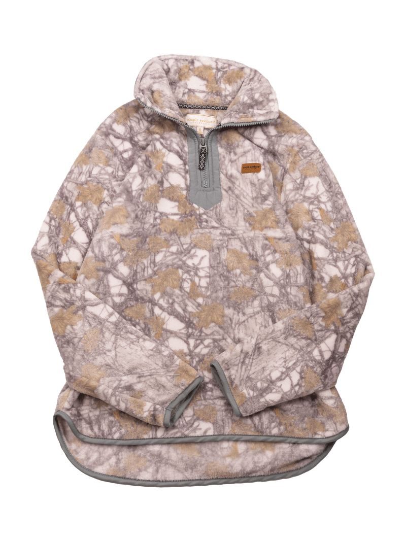 Simply Southern Quarter Zip Camo White Pullover Sweater Jacket - SimplyCuteTees
