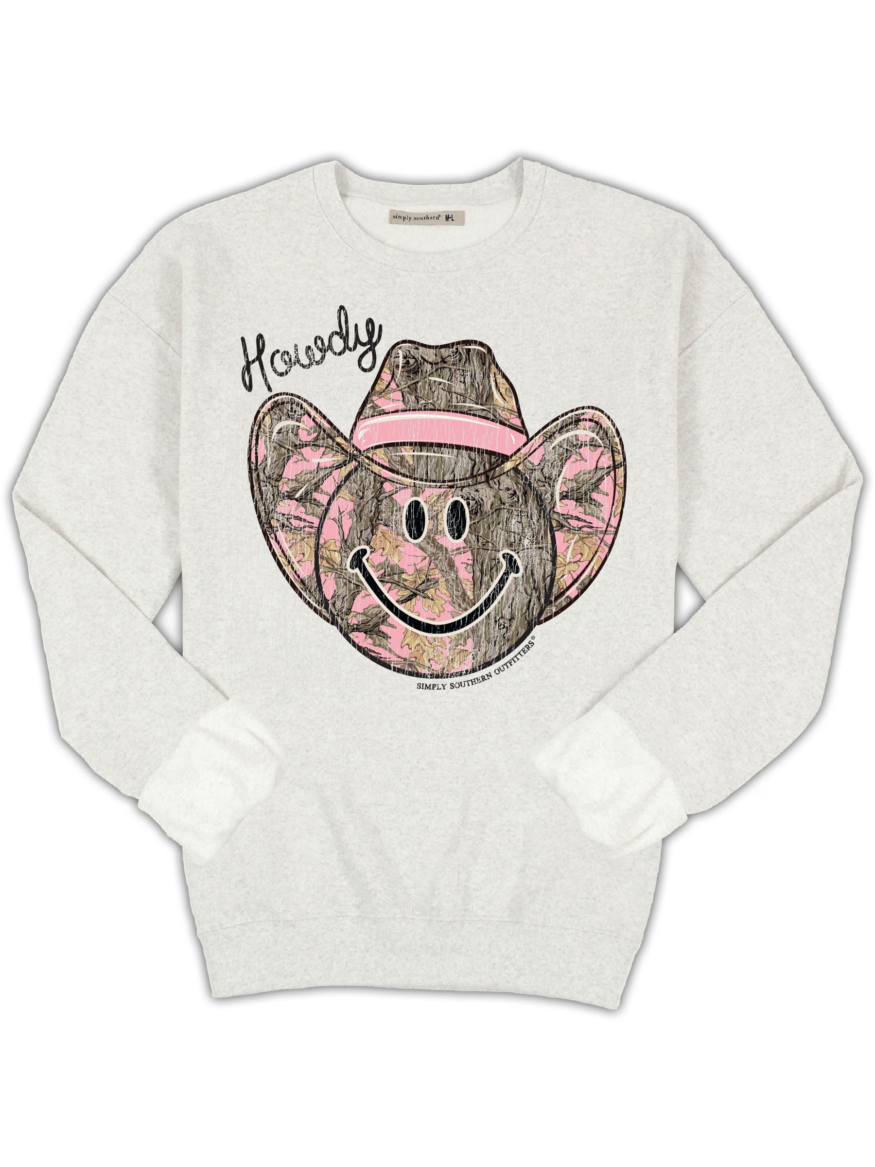 Simply Southern Howdy Camo Long Sleeve Crew Sweatshirt - SimplyCuteTees