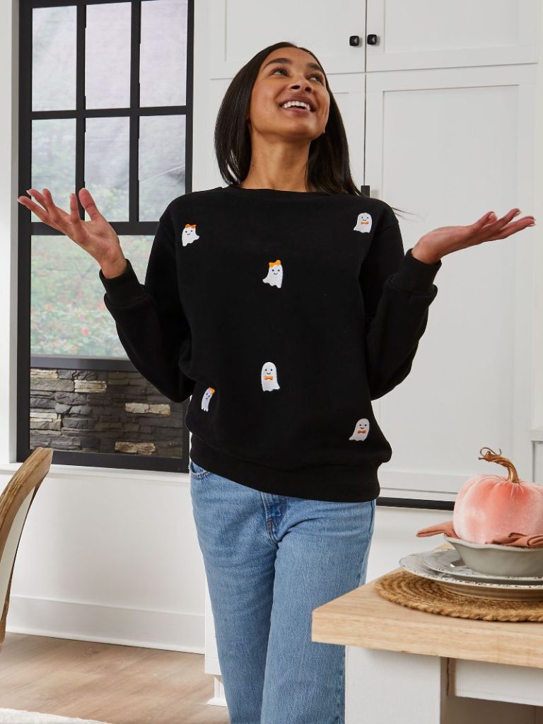 Simply Southern Ghost Fall Embroidered Long Sleeve Crew