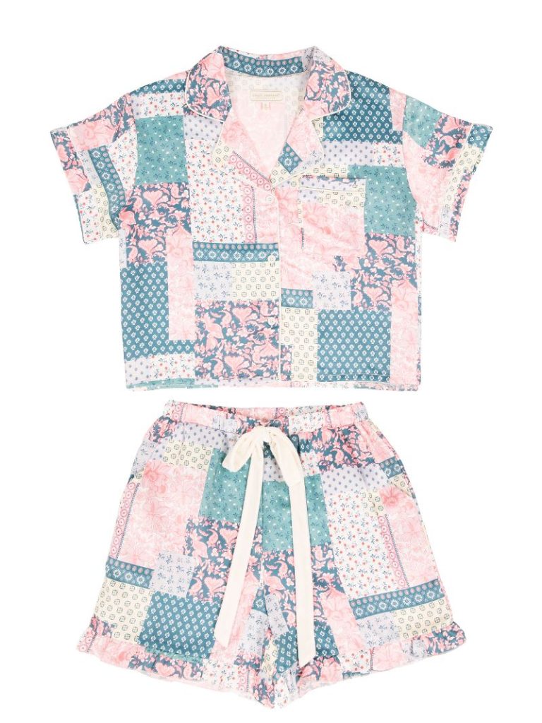 Simply Southern Quilted Pattern PJ Shorts &amp; Button Top Set