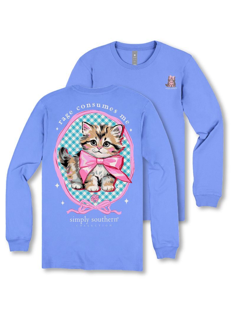 Simply Southern Rage Cat Bow Long Sleeve T-Shirt - SimplyCuteTees