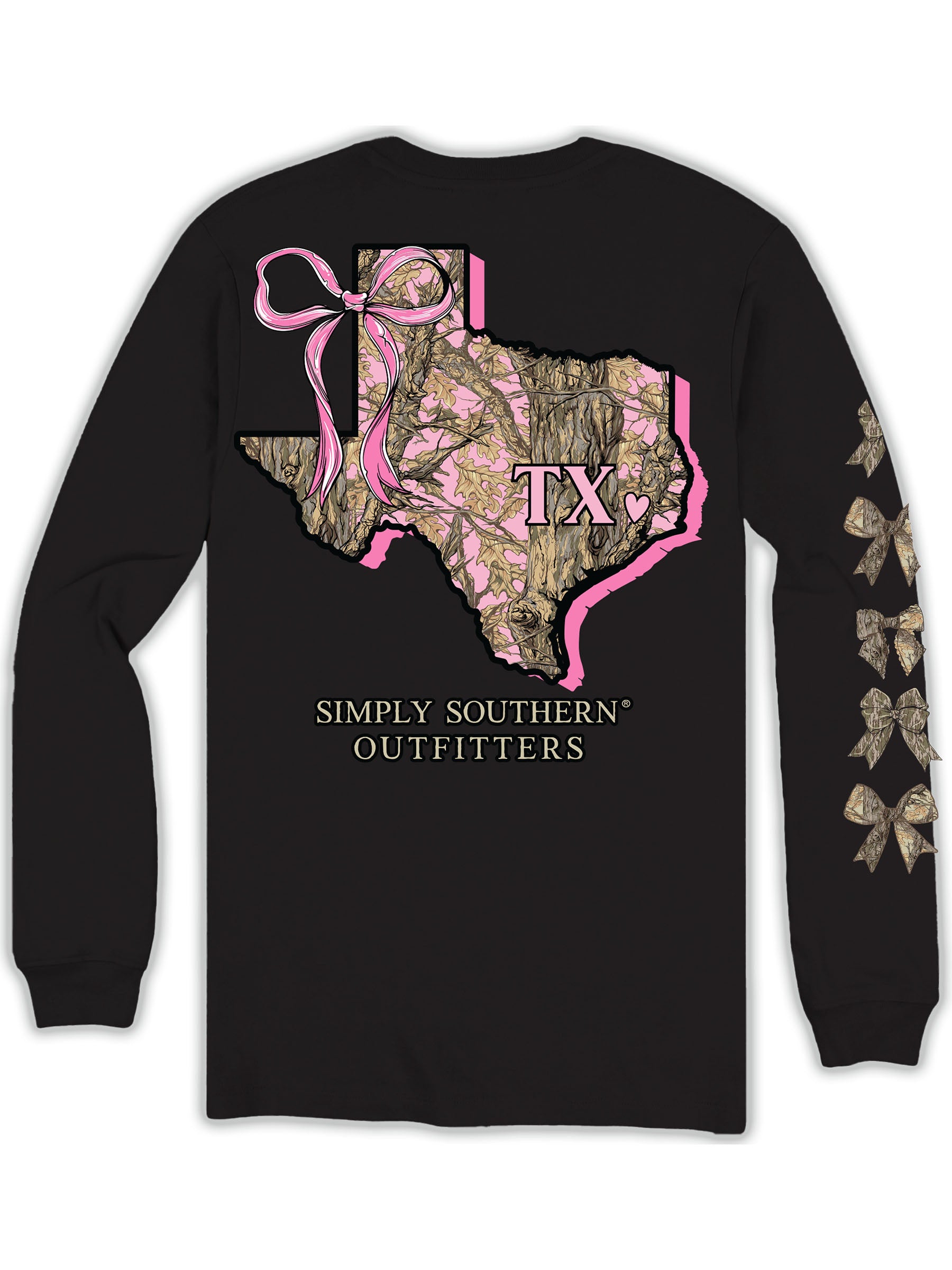 Simply Southern Texas Camo Bow Long Sleeve T-Shirt - SimplyCuteTees