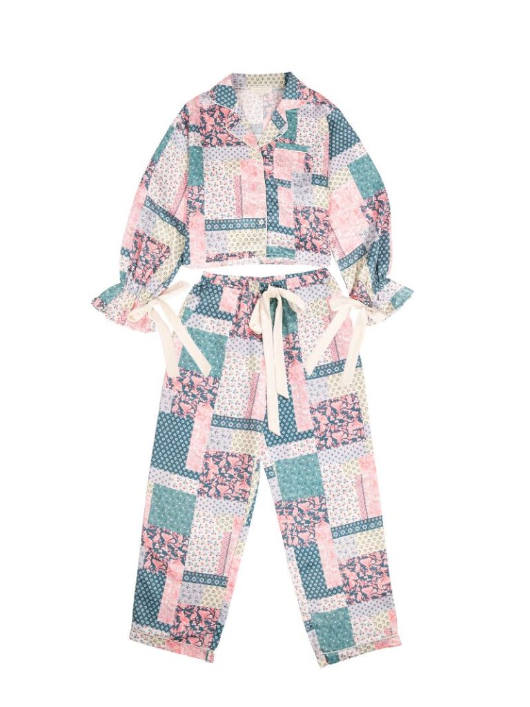 Simply Southern Quilted Pattern PJ Pants &amp; Long Sleeve T-Shirt Set - SimplyCuteTees