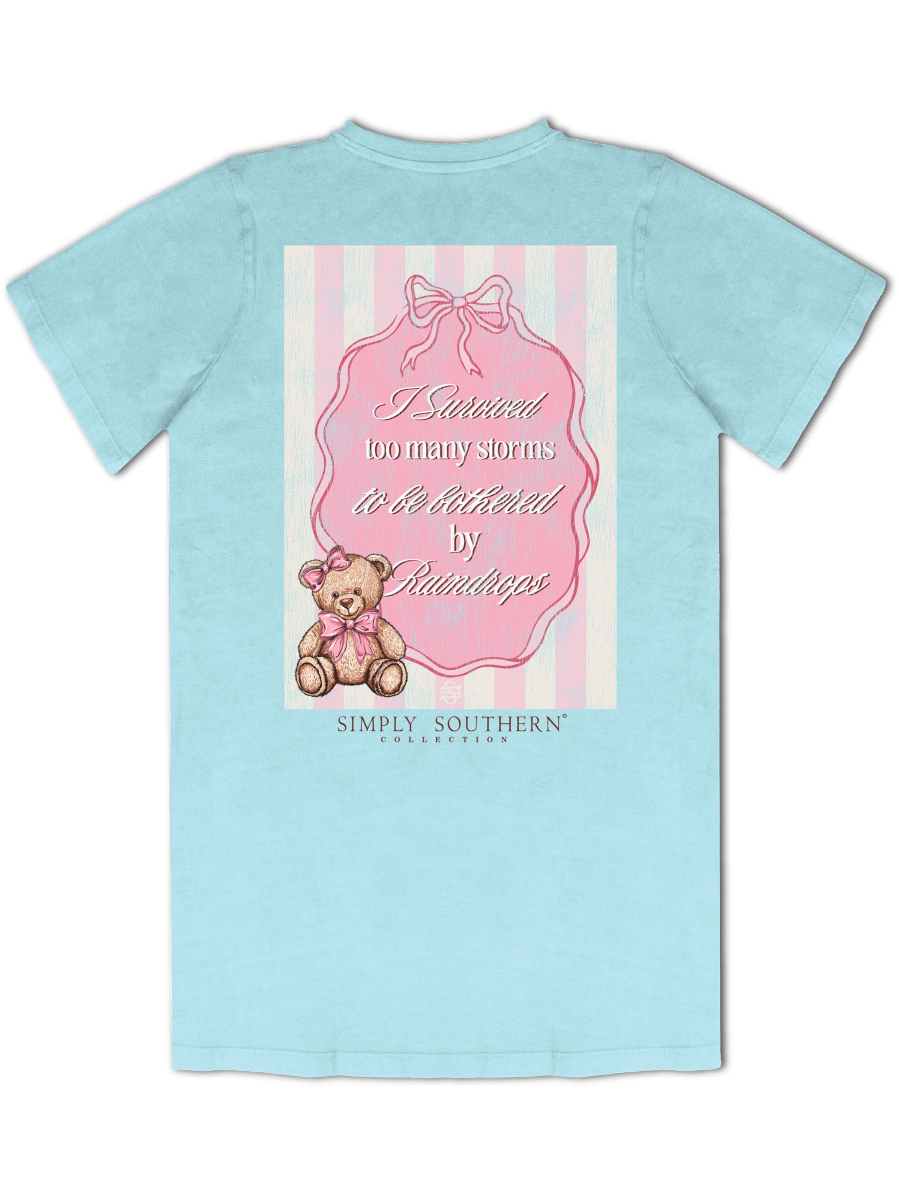 Simply Southern Too Many Storms Washed Aqua T-Shirt - SimplyCuteTees