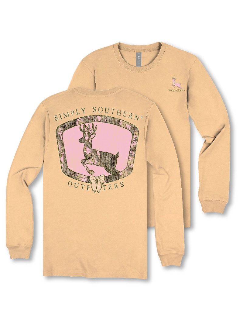 Simply Southern Pink Camo Deer Long Sleeve T-Shirt - SimplyCuteTees