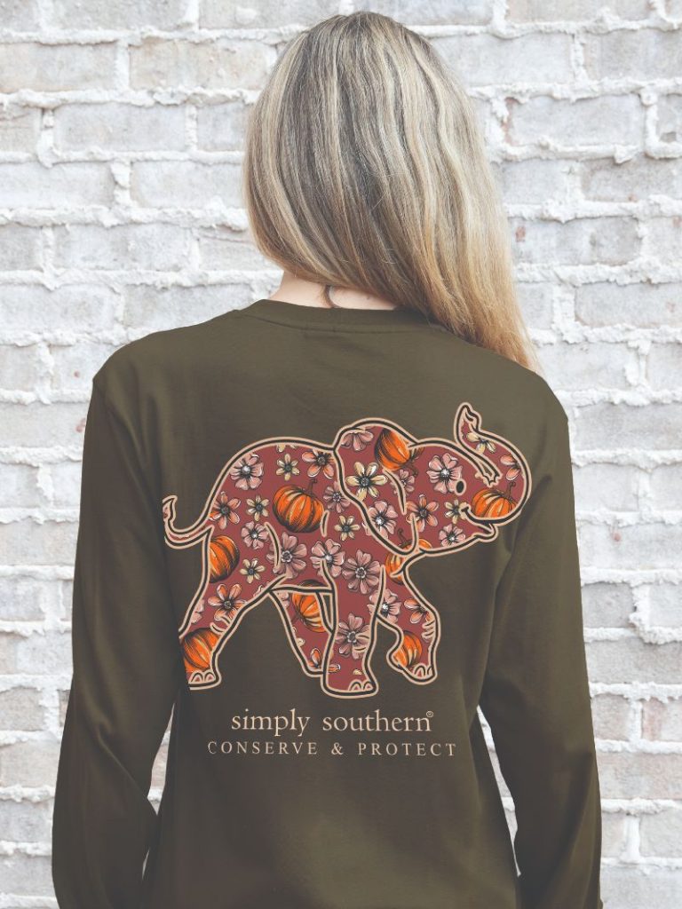 Simply Southern Elephant Tracker Pumpkin Fall Long Sleeve T-Shirt