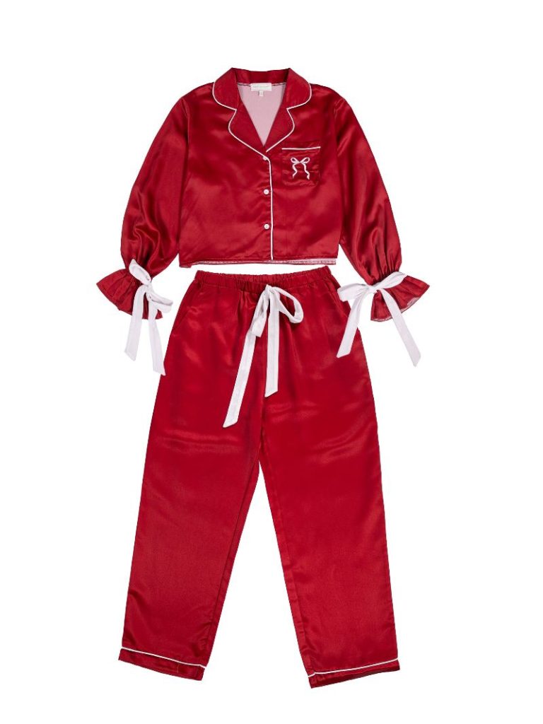 Simply Southern Bow Red Holiday PJ Pants &amp; Long Sleeve T-Shirt Set