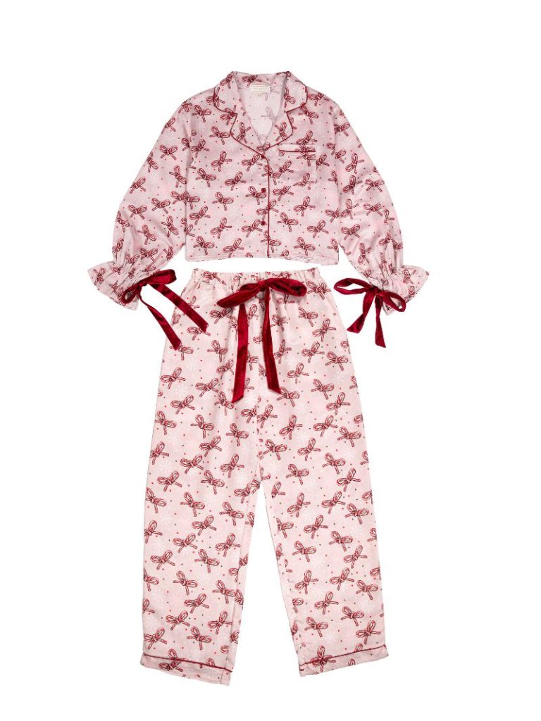 Simply Southern Candy Bow Holiday PJ Pants &amp; Long Sleeve T-Shirt Set