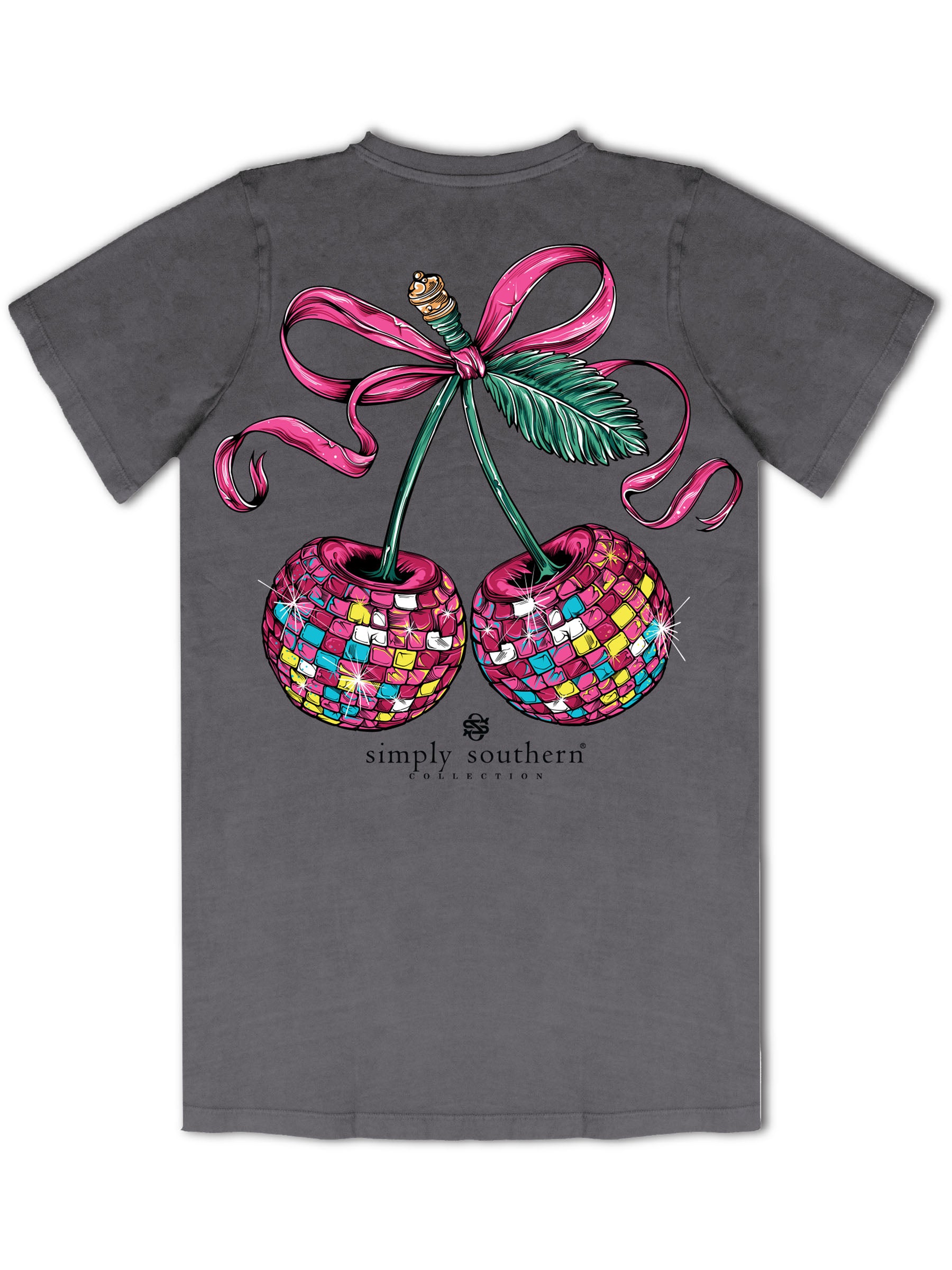 Simply Southern Disco Cherry Washed Coal T-Shirt - SimplyCuteTees