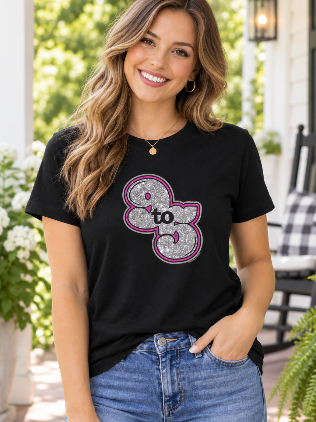 Southern Couture Soft 9 to 5 Glitter Dolly T-Shirt
