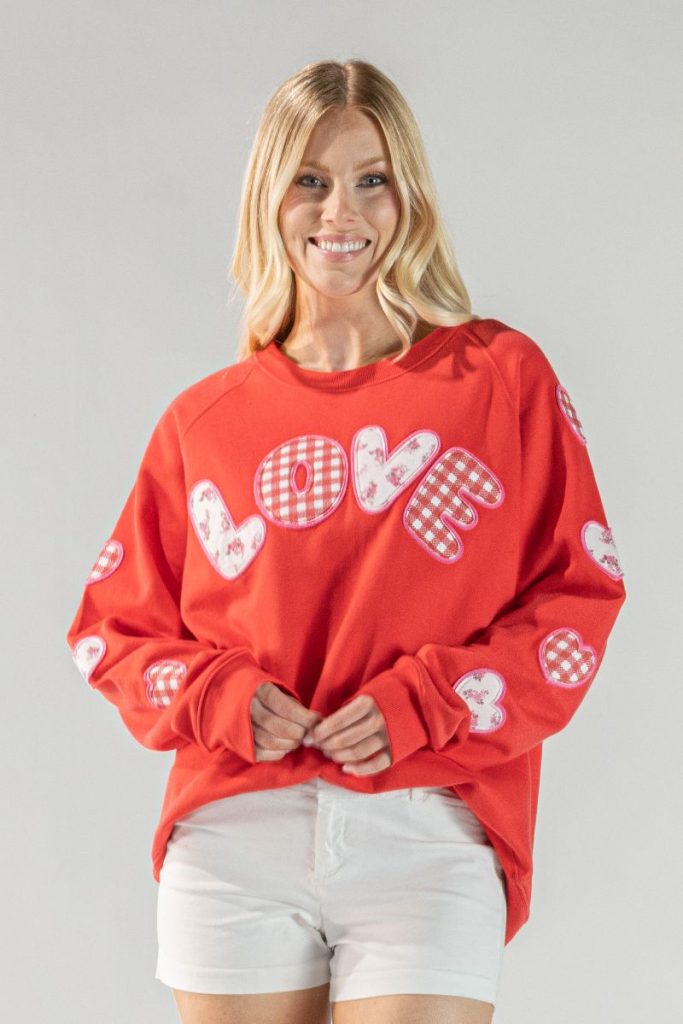Simply Southern XOXO Love Patch Long Sleeve Crew Sweatshirt - SimplyCuteTees