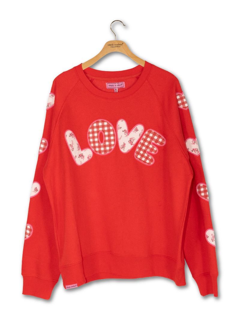Simply Southern XOXO Love Patch Long Sleeve Crew Sweatshirt - SimplyCuteTees