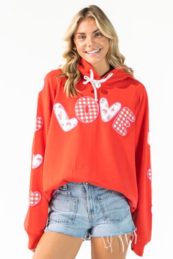 Simply Southern XOXO Love Patch Long Sleeve Hoodie - SimplyCuteTees