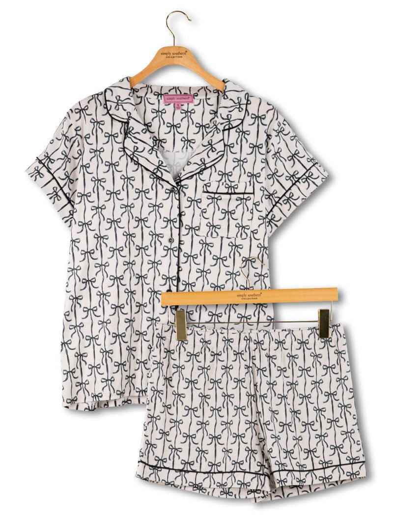 Simply Southern 0126 Button PJ Shorts &amp; T-Shirt Set - SimplyCuteTees