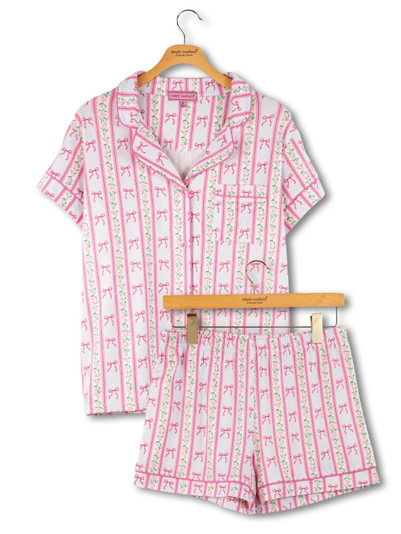 Simply Southern 0126 Button PJ Shorts &amp; T-Shirt Set - SimplyCuteTees