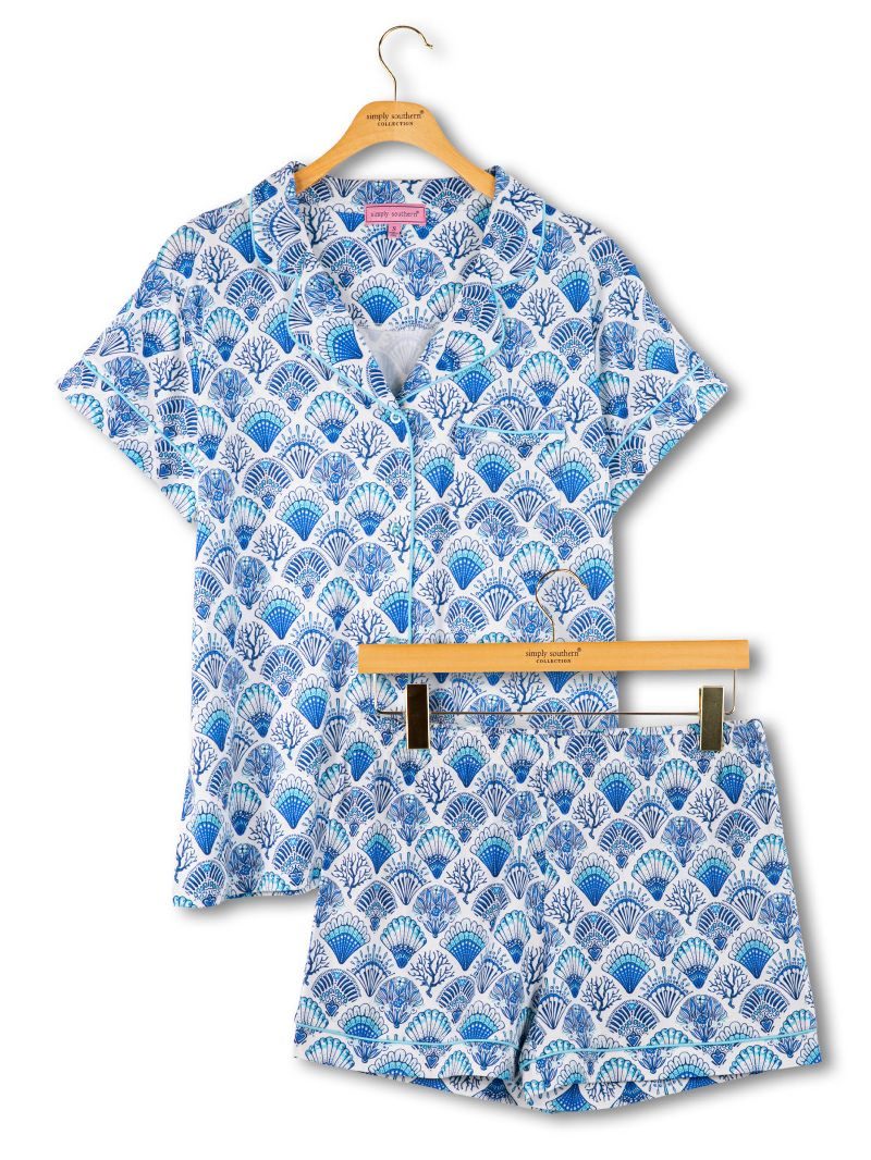Simply Southern 0126 Button PJ Shorts &amp; T-Shirt Set - SimplyCuteTees