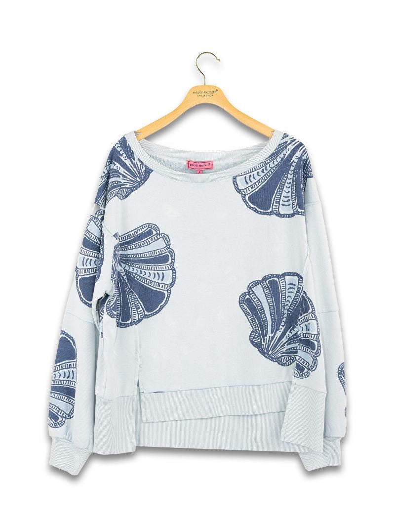 Simply Southern Shell Summer Pullover Crew Sweatshirt