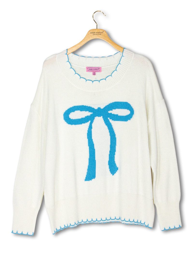 Simply Southern Sweet Bow Long Sleeve Sweater - SimplyCuteTees