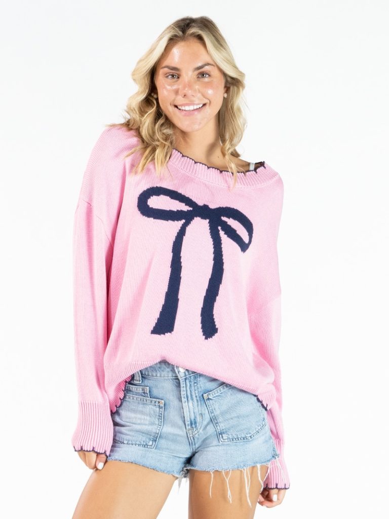 Simply Southern Sweet Bow Long Sleeve Sweater - SimplyCuteTees
