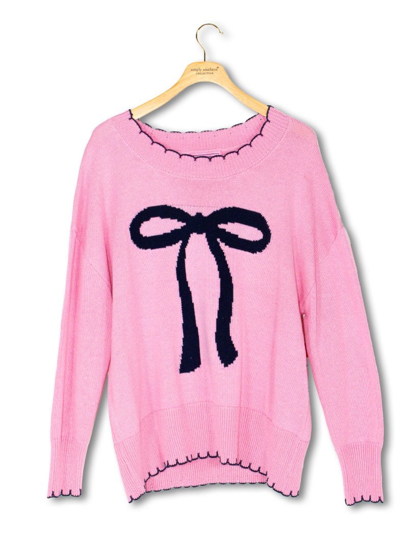 Simply Southern Sweet Bow Long Sleeve Sweater - SimplyCuteTees