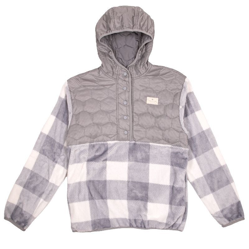 SALE Simply Southern Grey Plaid Furry Soft Pullover Hoodie