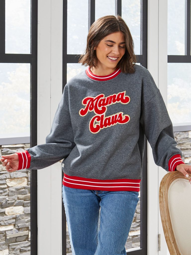 Simply Southern Mama Claus Holiday Crew Long Sleeve T-Shirt