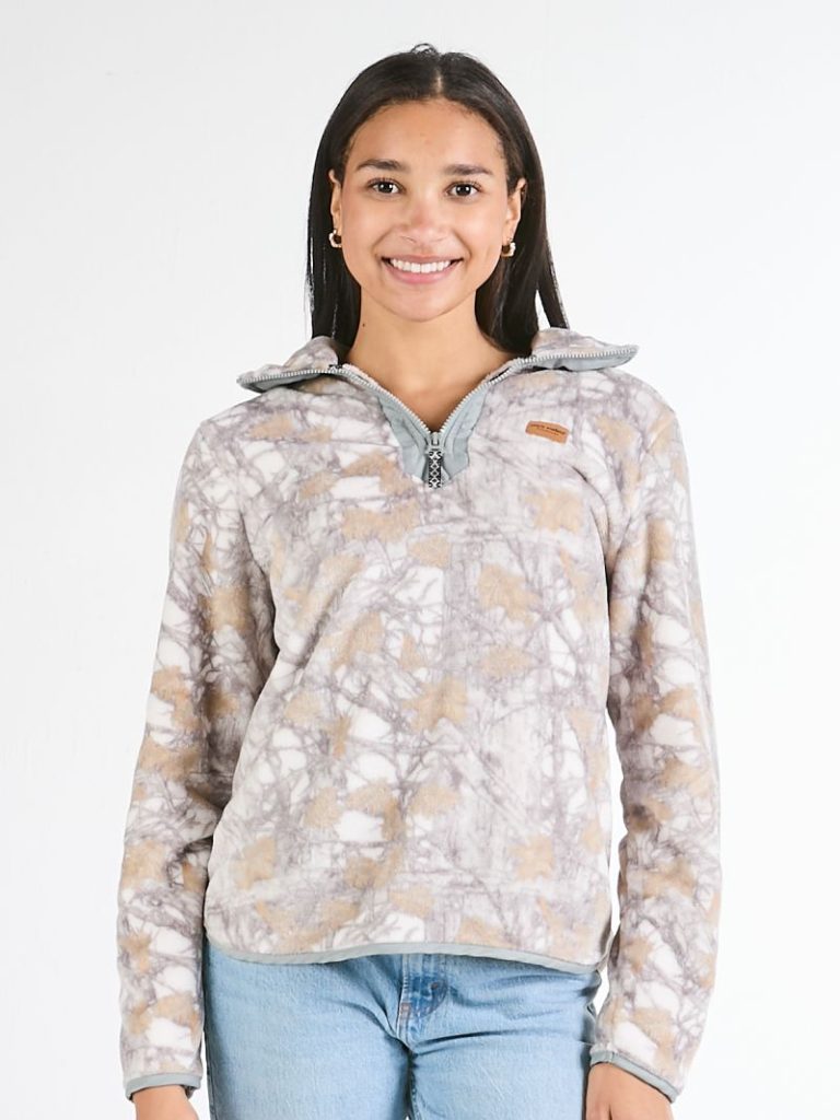 Simply Southern Quarter Zip Camo White Pullover Sweater Jacket - SimplyCuteTees