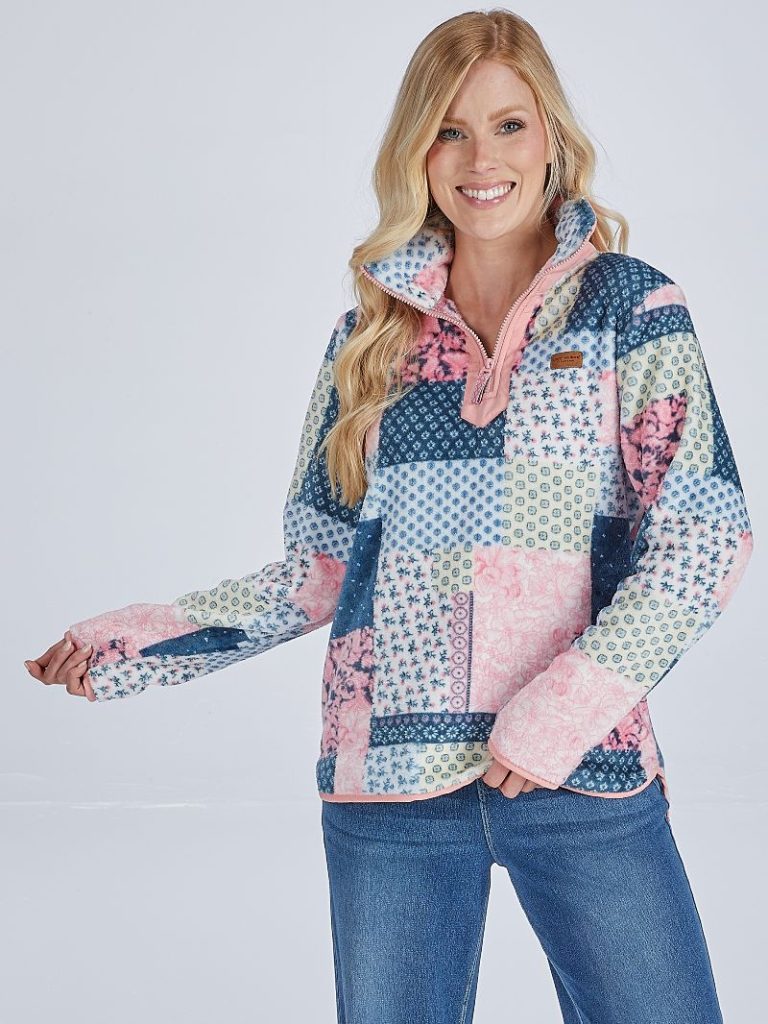 Simply Southern Quarter Zip Quilted Pattern Pullover Sweater Jacket - SimplyCuteTees