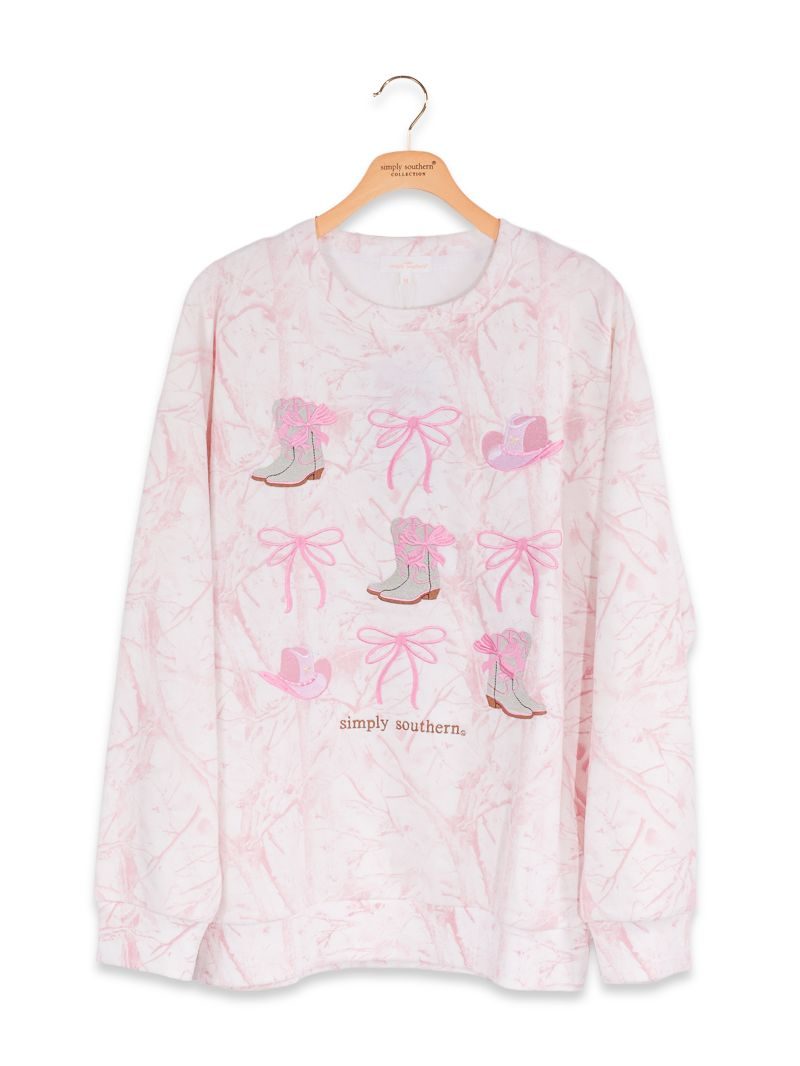 Simply Southern 0226 Pink Camo EVD Embroidered Long Sleeve Crew