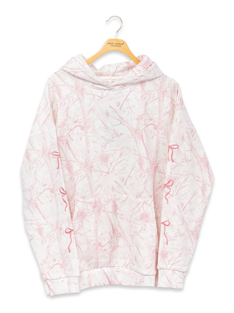 Simply Southern Bow Pink Camo Pattern Alice Long Sleeve Hoodie