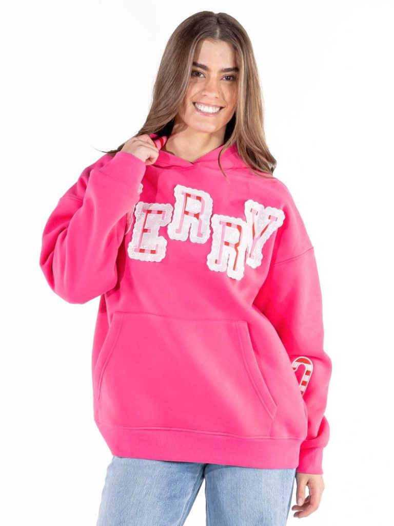 Simply Southern 0226 Merry Holiday Appliqué Long Sleeve Hoodie