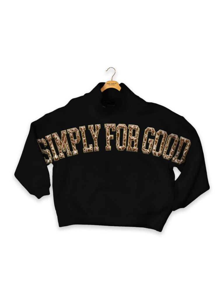 Simply Southern S4G Black Mock Neck Pullover Crew Oversized Sweatshirt
