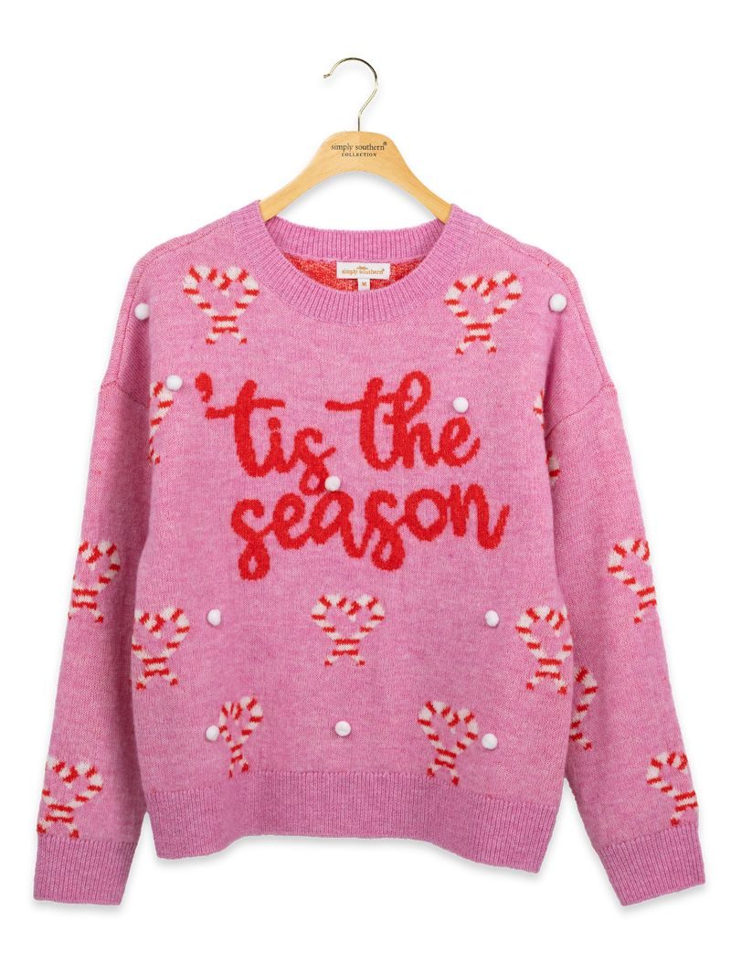 Simply Southern 0226 Candy Holiday Soft Fuzzy Long Sleeve Sweatshirt