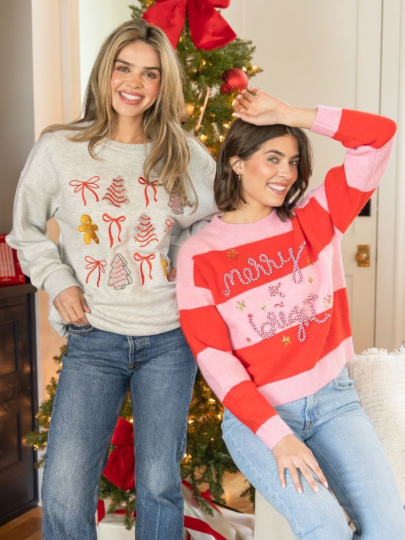 Simply Southern 0226 Stripe Holiday Soft Long Sleeve Sweatshirt