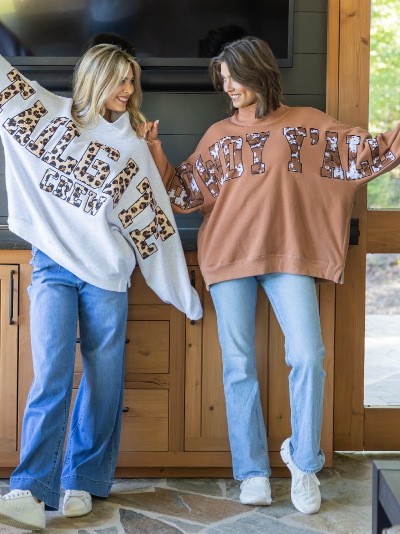 Simply Southern Tailgate Mock Neck Pullover Crew Oversized Sweatshirt