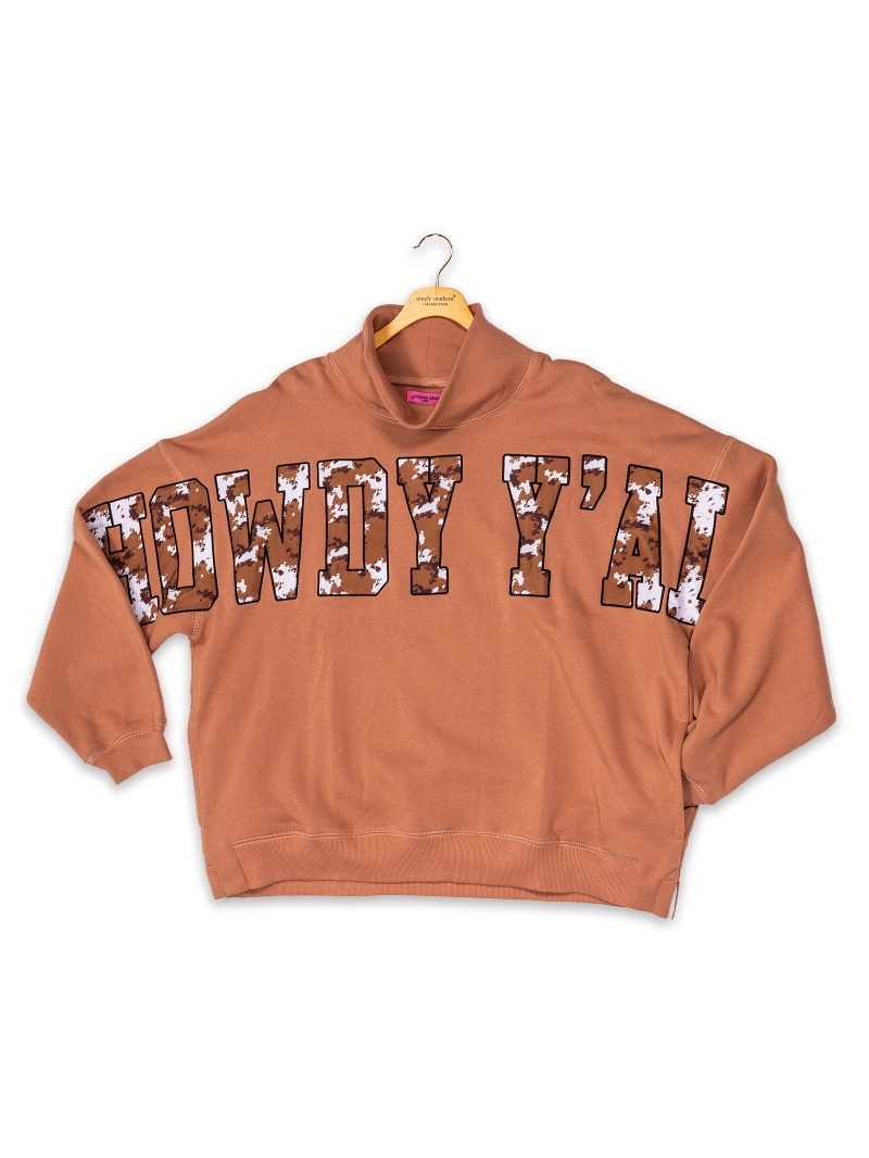 Simply Southern Howdy Mock Neck Pullover Crew Oversized Sweatshirt