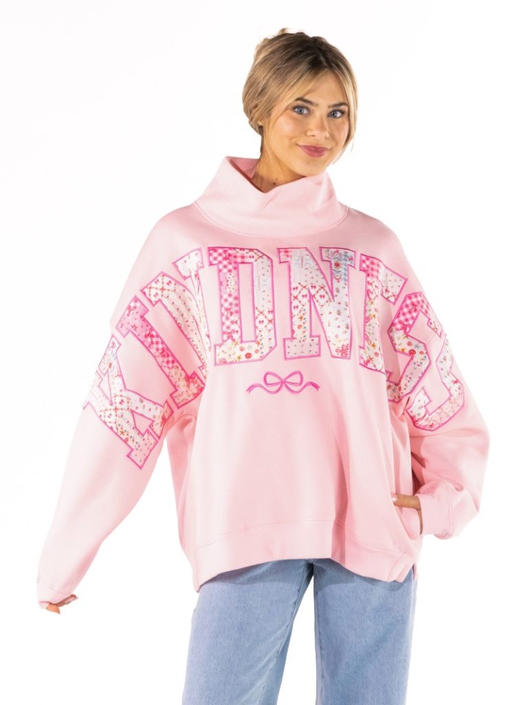 Simply Southern Kindness Mock Neck Pullover Crew Oversized Sweatshirt