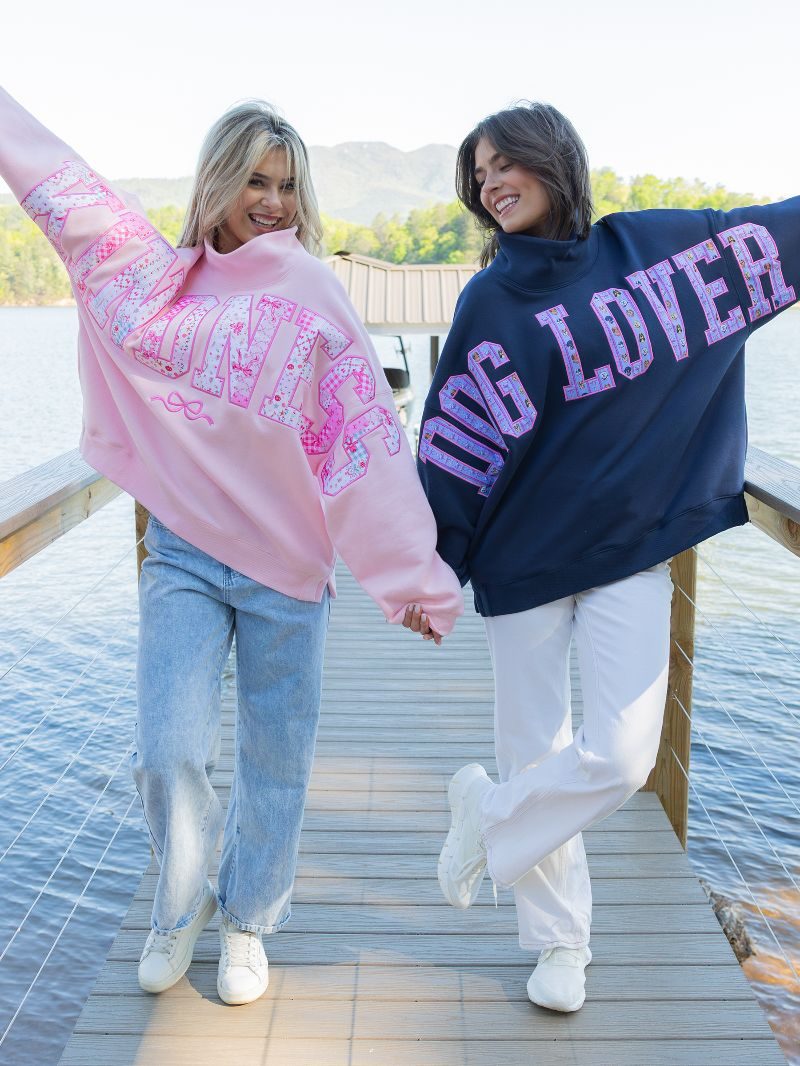 Simply Southern Kindness Mock Neck Pullover Crew Oversized Sweatshirt
