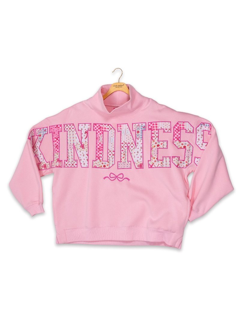 Simply Southern Kindness Mock Neck Pullover Crew Oversized Sweatshirt