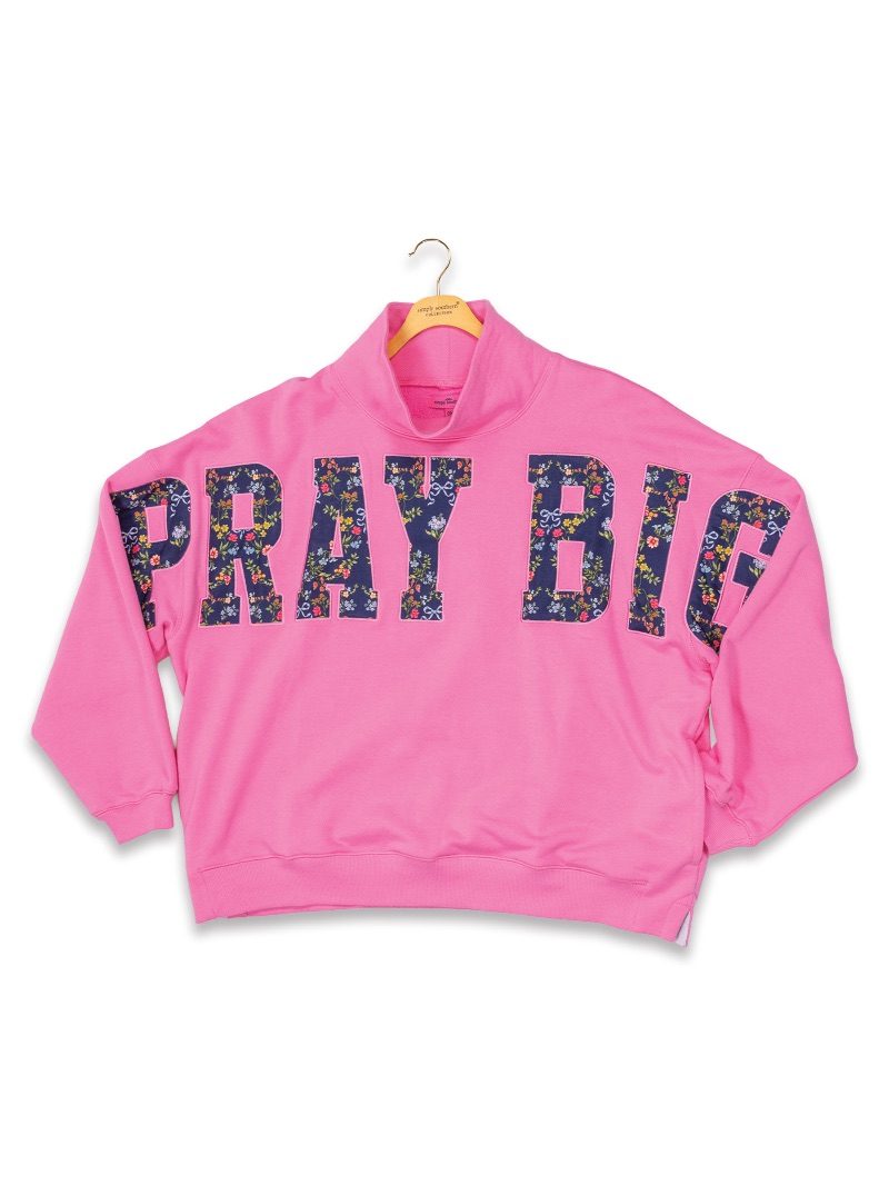 Simply Southern Pray Big Mock Neck Pullover Crew Oversized Sweatshirt