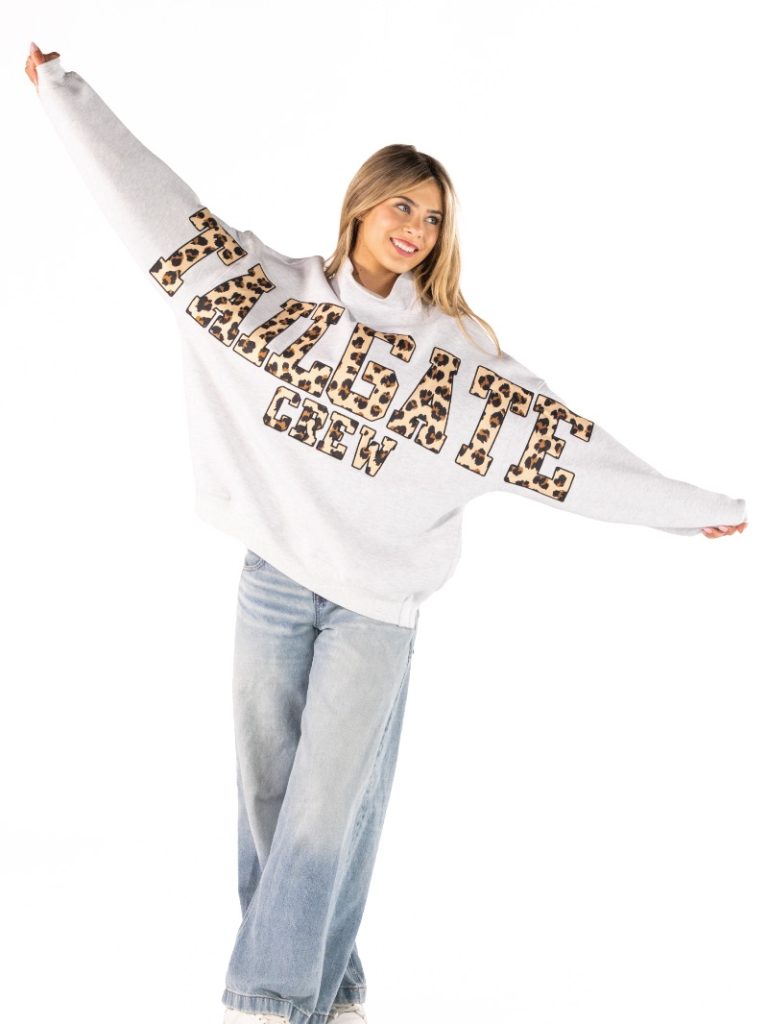 Simply Southern Tailgate Mock Neck Pullover Crew Oversized Sweatshirt