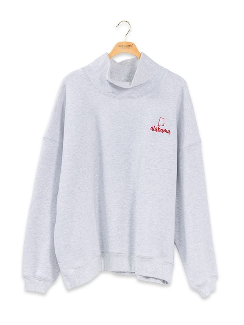Simply Southern Alabama Mock Neck Pullover Crew Oversized Sweatshirt