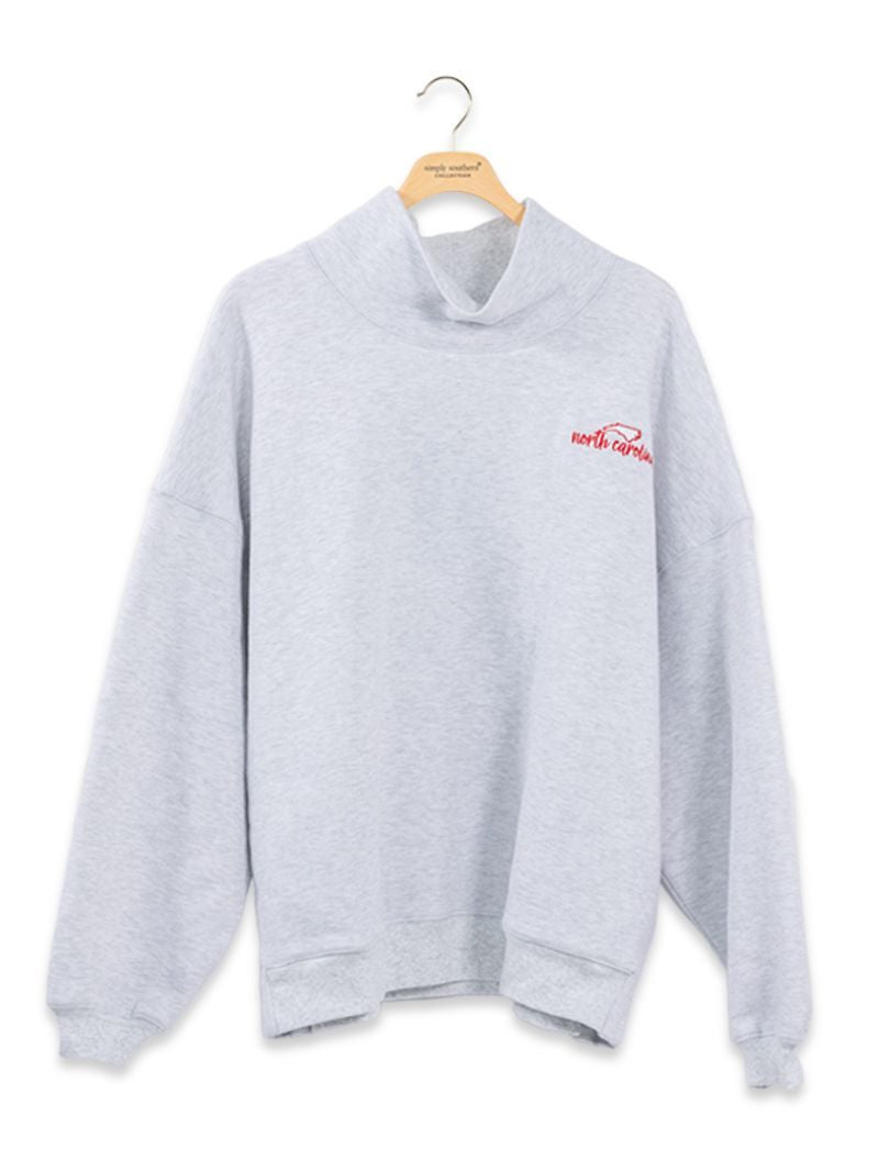 Simply Southern North Carolina Mock Neck Pullover Crew Oversized Sweatshirt