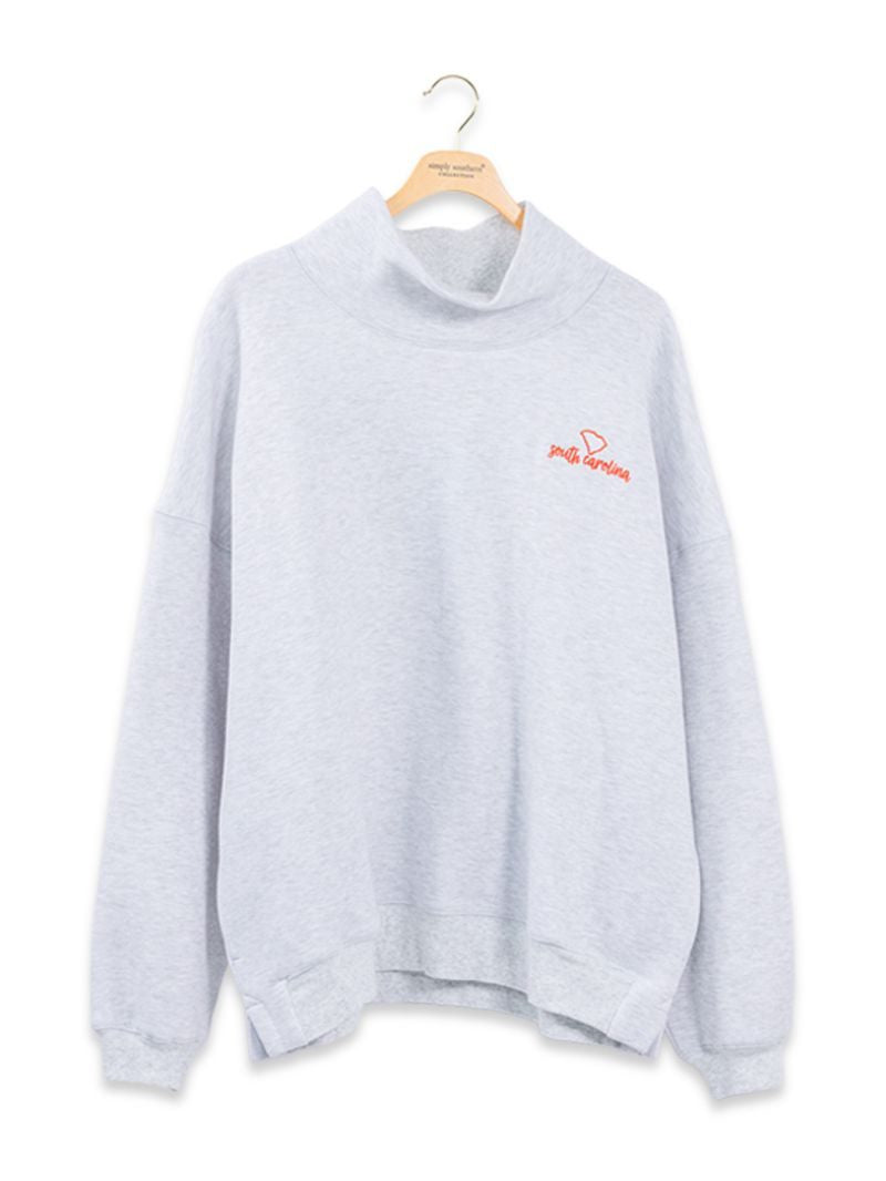 Simply Southern Orange South Carolina Mock Neck Pullover Crew Oversized Sweatshirt
